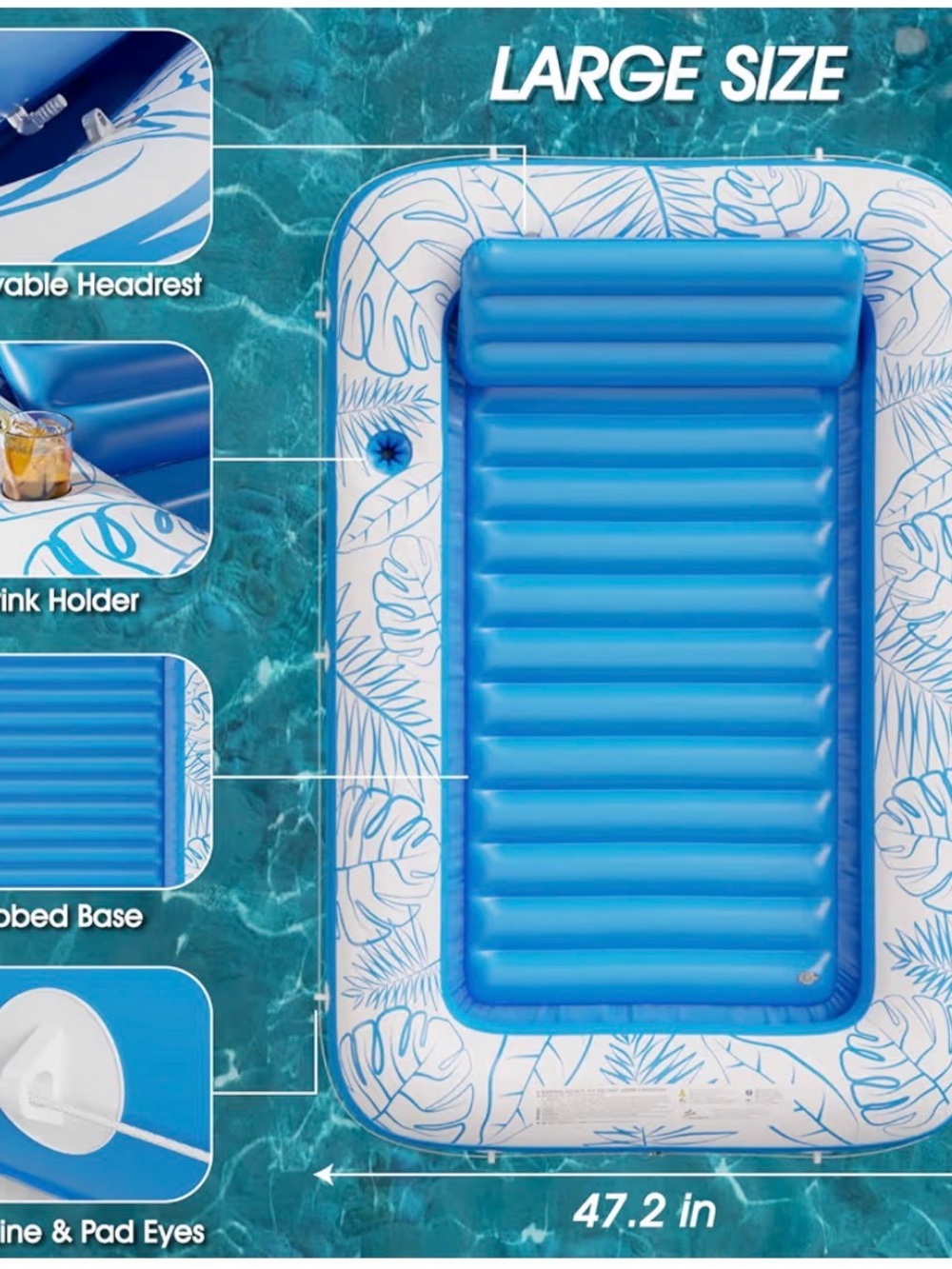New in box. Inflatable Rectangular Backyard Pool - Blue & White - Picture 2 of 5
